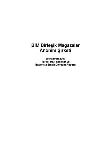 Thumbnail BİM Birleşik Mağazalar Half-year Report 2007
