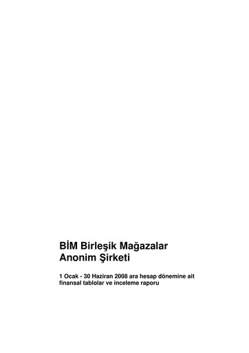 Thumbnail BİM Birleşik Mağazalar Half-year Report 2008