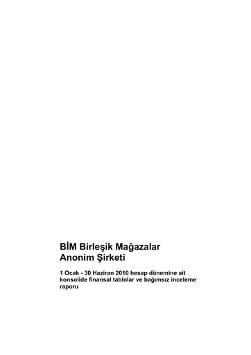 Thumbnail BİM Birleşik Mağazalar Half-year Report 2010