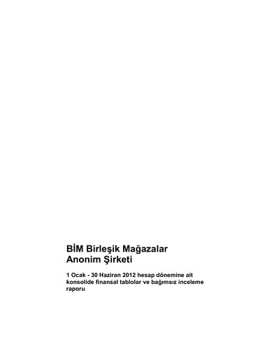 Thumbnail BİM Birleşik Mağazalar Half-year Report 2012