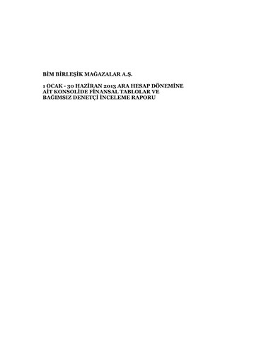 Thumbnail BİM Birleşik Mağazalar Half-year Report 2013