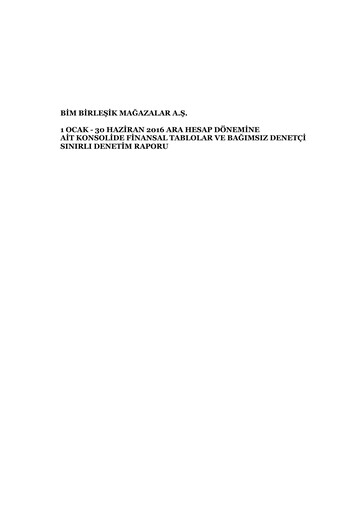 Thumbnail BİM Birleşik Mağazalar Half-year Report 2016