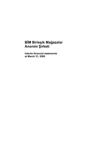 Thumbnail BİM Birleşik Mağazalar Quarterly Report 2009-q1