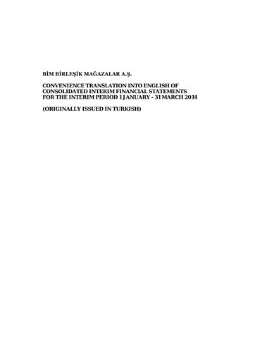Thumbnail BİM Birleşik Mağazalar Quarterly Report 2014-q1