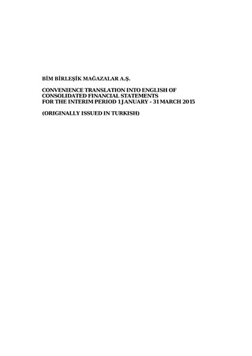 Thumbnail BİM Birleşik Mağazalar Quarterly Report 2015-q1