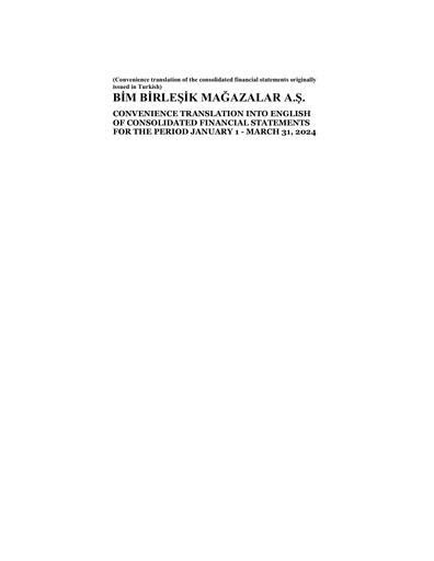 Thumbnail BİM Birleşik Mağazalar Quarterly Report 2024-q1