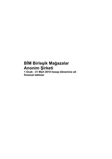 Thumbnail BİM Birleşik Mağazalar Quarterly Report 2010-q1