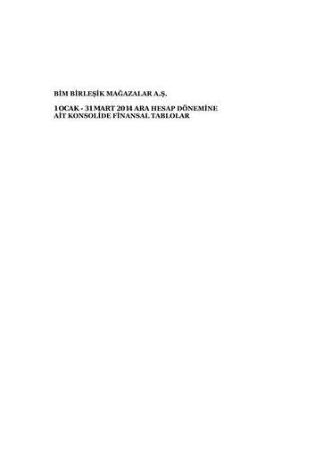 Thumbnail BİM Birleşik Mağazalar Quarterly Report 2014-q1