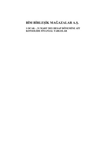 Thumbnail BİM Birleşik Mağazalar Quarterly Report 2021-q1