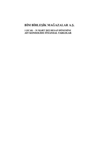 Thumbnail BİM Birleşik Mağazalar Quarterly Report 2022-q1