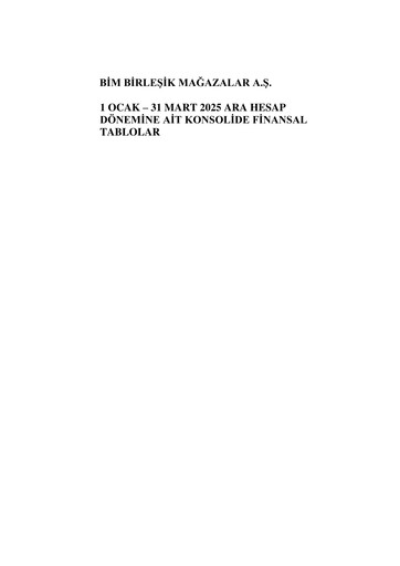 Thumbnail BİM Birleşik Mağazalar Quarterly Report 2025-q1