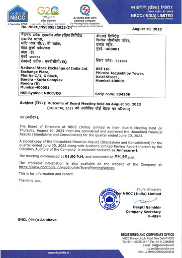 Miniature NBCC India Rapport trimestriel 2023-q1