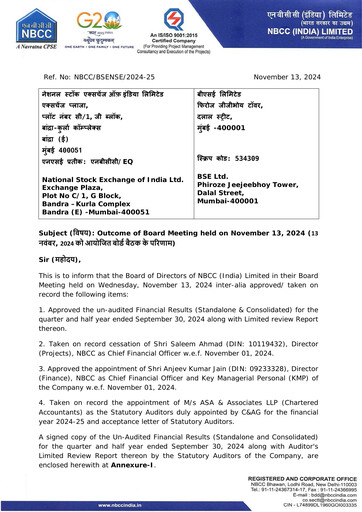 Thumbnail NBCC India Quarterly Report 2024-q2