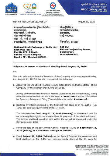Thumbnail NBCC India Quarterly Report 2026-q1