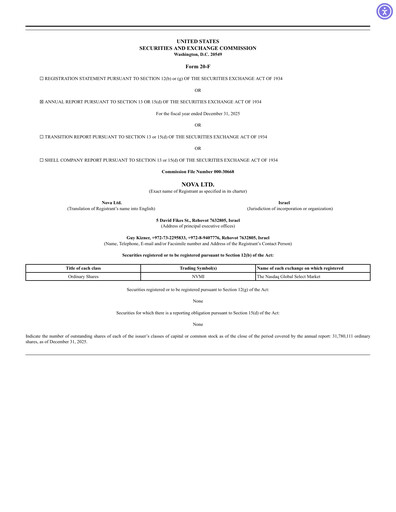 Thumbnail Nova Ltd.
 Annual Report 2025