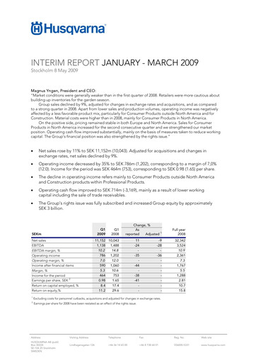 Miniature Husqvarna Rapport trimestriel 2009-q1