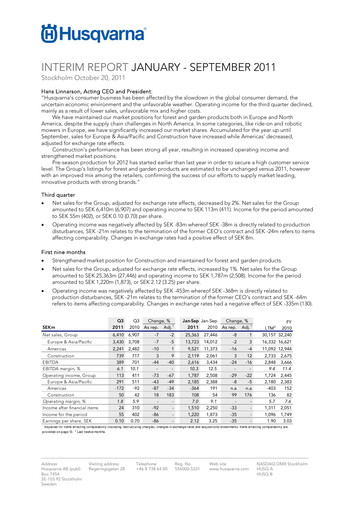 Miniature Husqvarna Rapport trimestriel 2011-q3