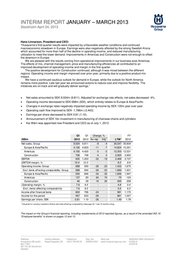 Miniature Husqvarna Rapport trimestriel 2013-q1