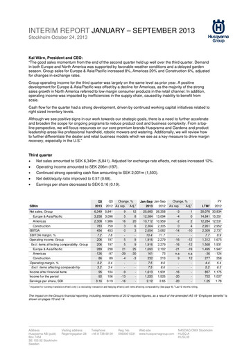 Miniature Husqvarna Rapport trimestriel 2013-q3