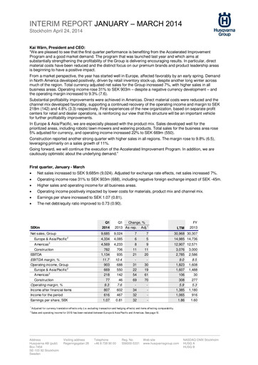 Miniature Husqvarna Rapport trimestriel 2014-q1