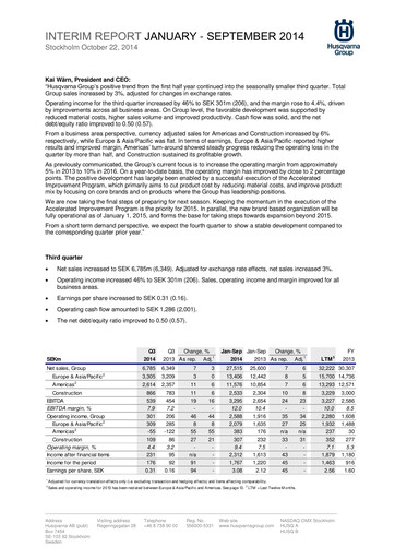 Miniature Husqvarna Rapport trimestriel 2014-q3