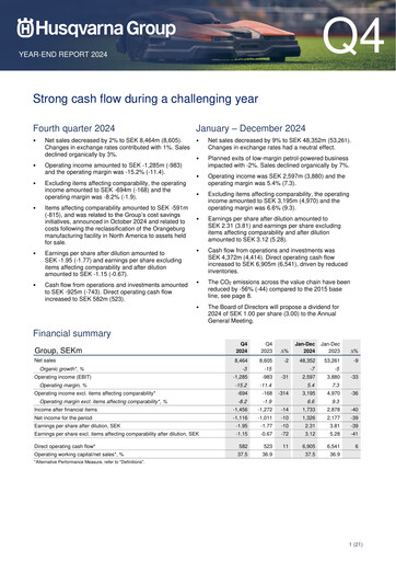 Thumbnail Husqvarna Quarterly Report 2024-q4