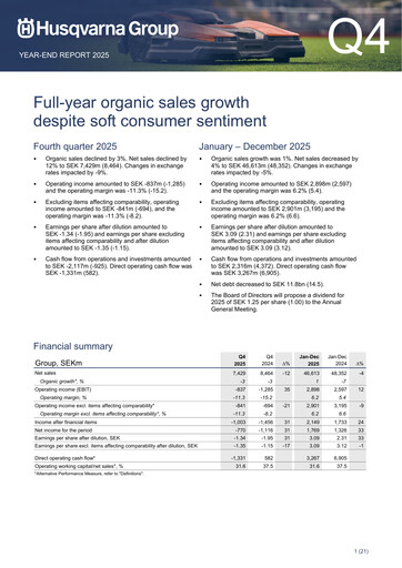 Thumbnail Husqvarna Quarterly Report 2025-q4