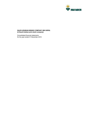 Thumbnail Ma'aden Financial Statement 2019