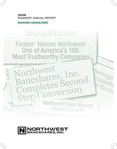 Thumbnail Northwest Bancshares
 Annual Report 2009