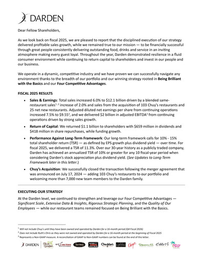 Thumbnail Darden Restaurants
 Annual Report 2025