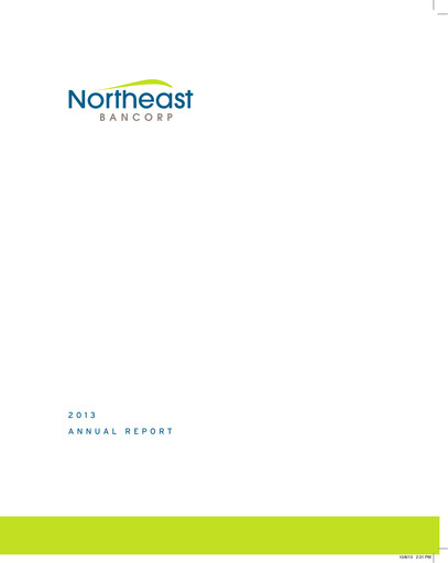 Thumbnail Northeast Bank Annual Report 2013
