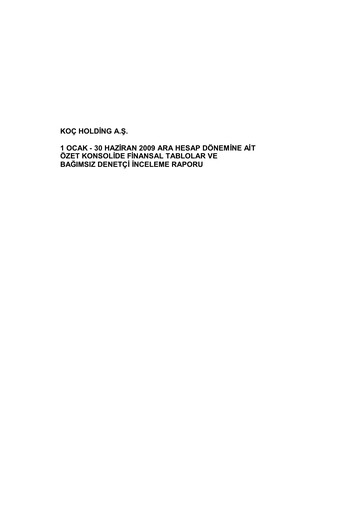 Thumbnail Koç Holding
 Half-year Report 2009-h1
