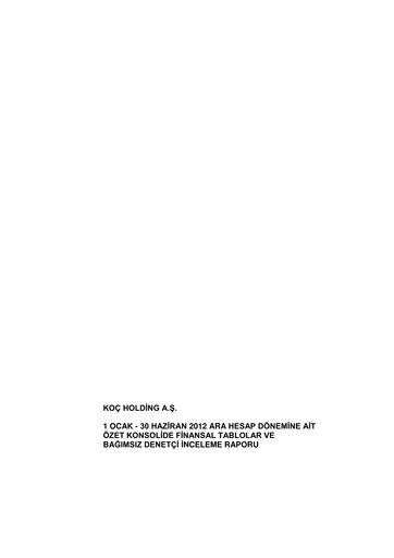 Thumbnail Koç Holding
 Half-year Report 2012-h1