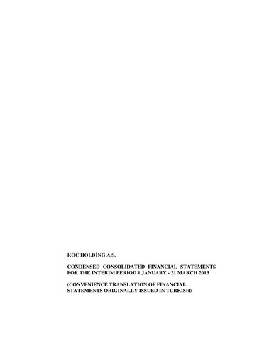 Thumbnail Koç Holding
 Quarterly Report 2013-q1