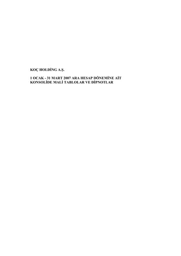 Thumbnail Koç Holding
 Quarterly Report 2007-q1