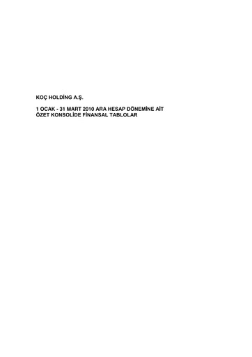 Thumbnail Koç Holding
 Quarterly Report 2010-q1