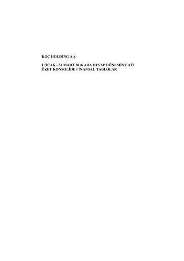 Thumbnail Koç Holding
 Quarterly Report 2016-q1