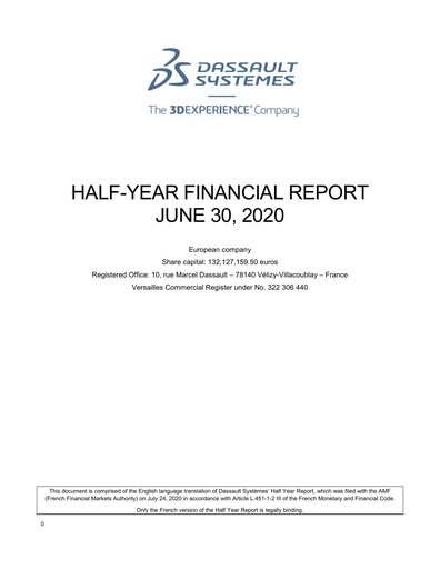 Thumbnail Dassault Systèmes Half-year Report 2020-h1