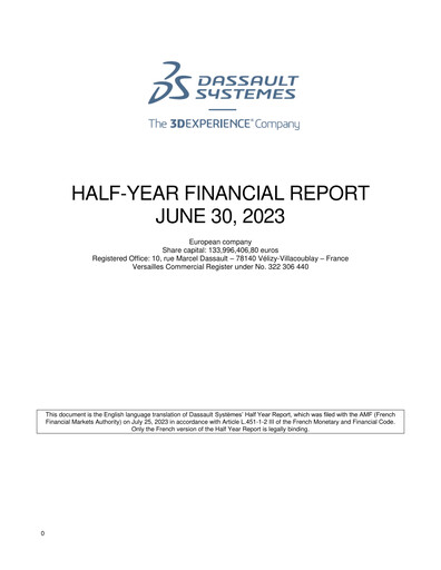 Thumbnail Dassault Systèmes Half-year Report 2023-h1
