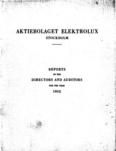 Thumbnail Electrolux Annual Report 1952