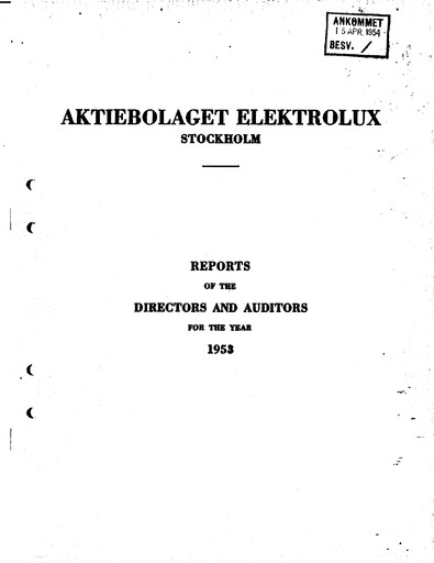 Thumbnail Electrolux Annual Report 1953