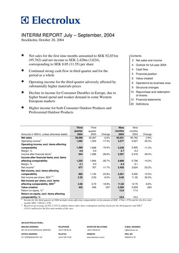 Thumbnail Electrolux Quarterly Report 2004-q3