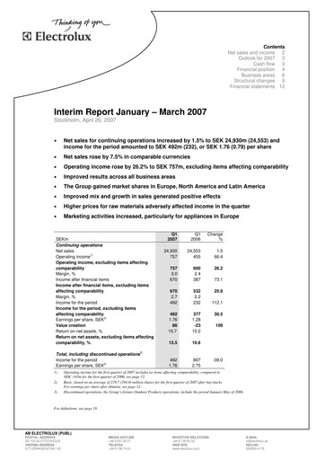 Thumbnail Electrolux Quarterly Report 2007-q1