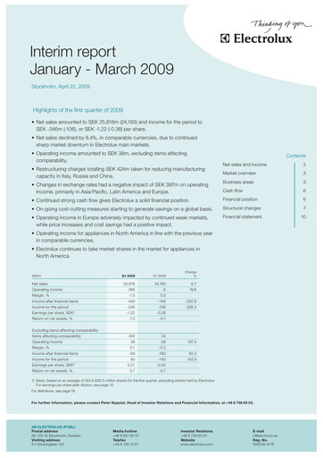 Thumbnail Electrolux Quarterly Report 2009-q1