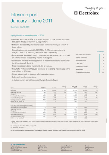 Thumbnail Electrolux Quarterly Report 2011-q2