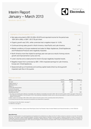 Thumbnail Electrolux Quarterly Report 2013-q1