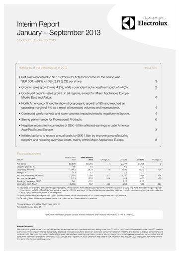 Thumbnail Electrolux Quarterly Report 2013-q3