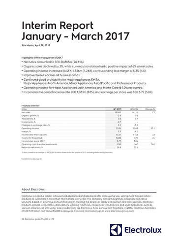 Thumbnail Electrolux Quarterly Report 2017-q1