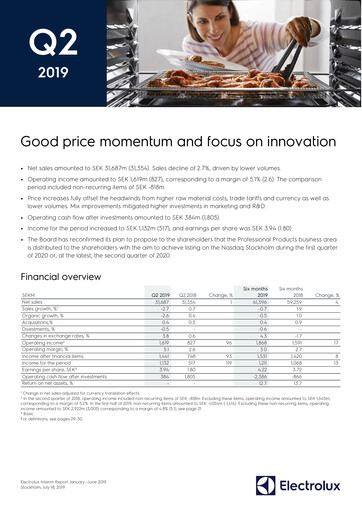 Thumbnail Electrolux Quarterly Report 2019-q2