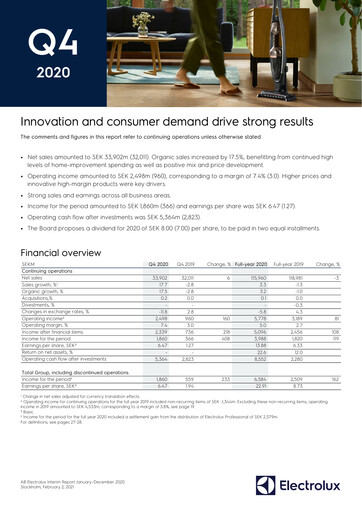 Thumbnail Electrolux Quarterly Report 2020-q4